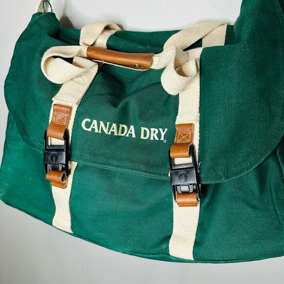 Vintage 90s CANADA DRY Green Buckle Front Shoulder Strap Duffle Messenger Bag - Picture 11 of 13